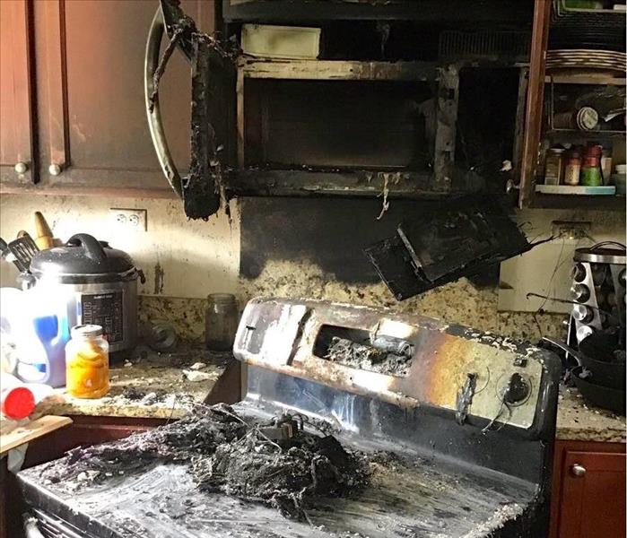 burned microwave and stove