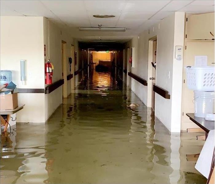 Floodwaters inside a building
